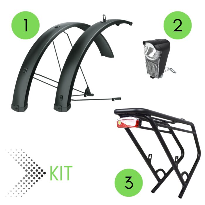 Kit: Gepäckträger + Beleuchtung + Schutzblech Dakota FE
